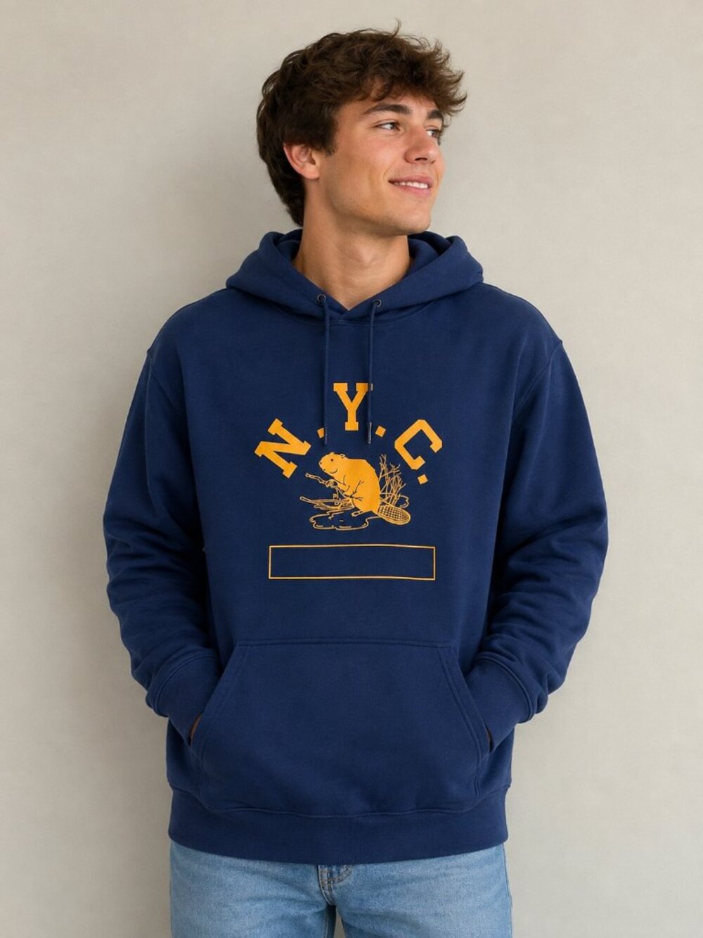 J. Crew Heavyweight NYC Beaver Hoodie In Porter Blue, Size L
